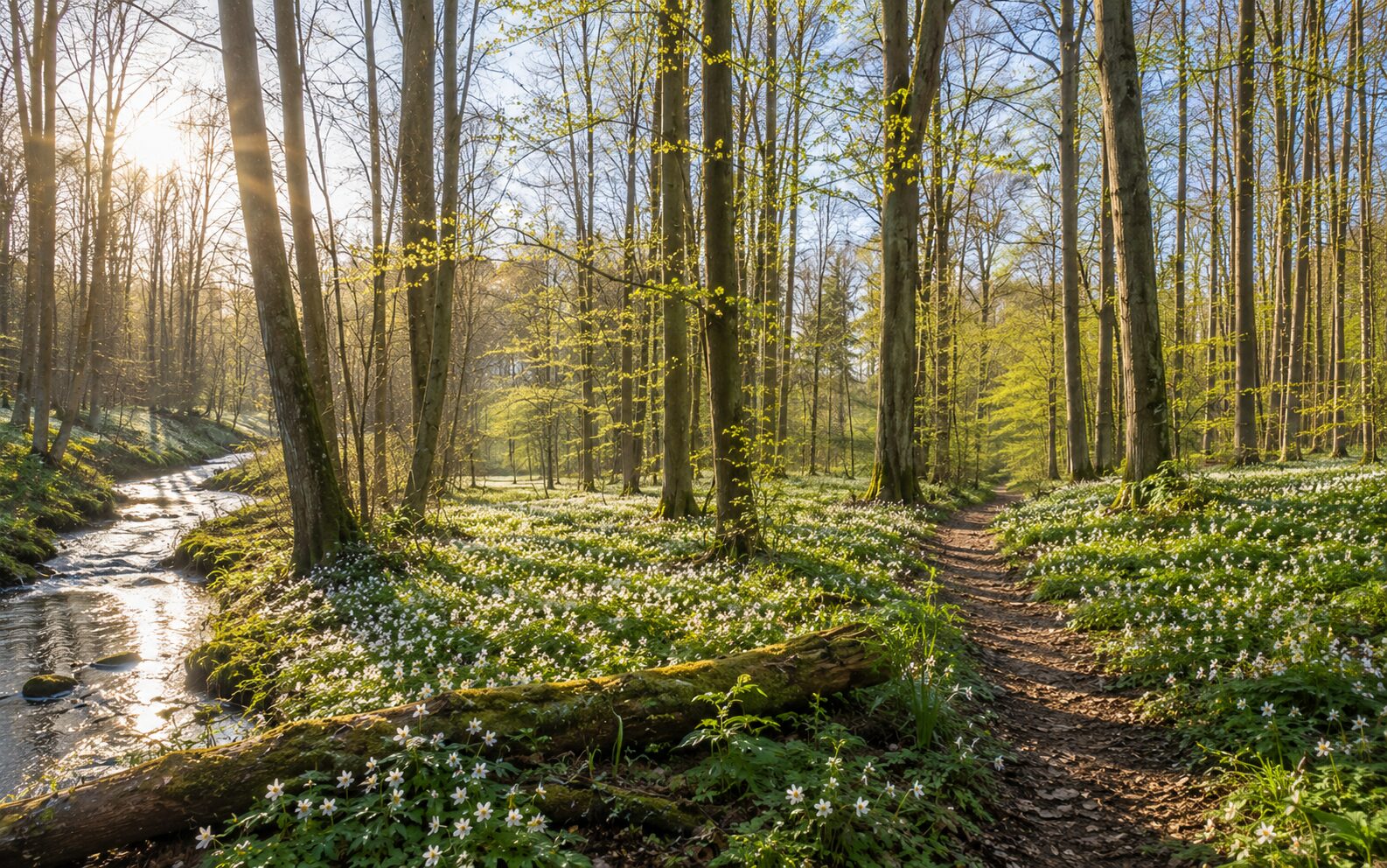 Frühlingswald mit Frühblühern